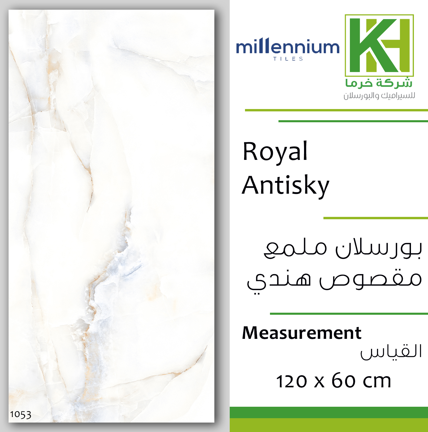 Picture of Indian Glossy porcelain tile 60x120 cm  Royal Antisky